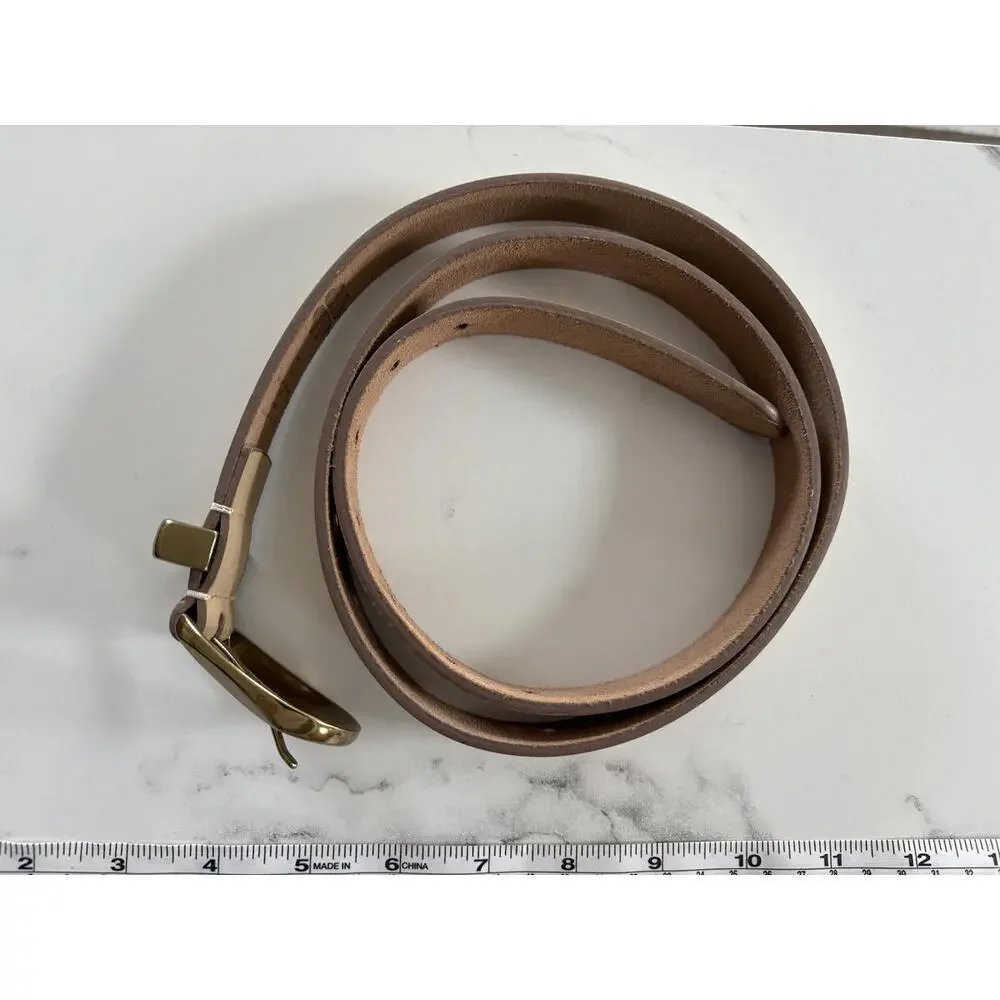 Lucky Brand Nude Leather Belt Brass Buckle L